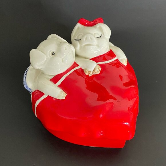 Lovable Fitz & Floyd Makin' Bacon Heart Shaped Trinket Dish Box - Picture 2 of 5